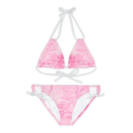 pink marble strapped bikini